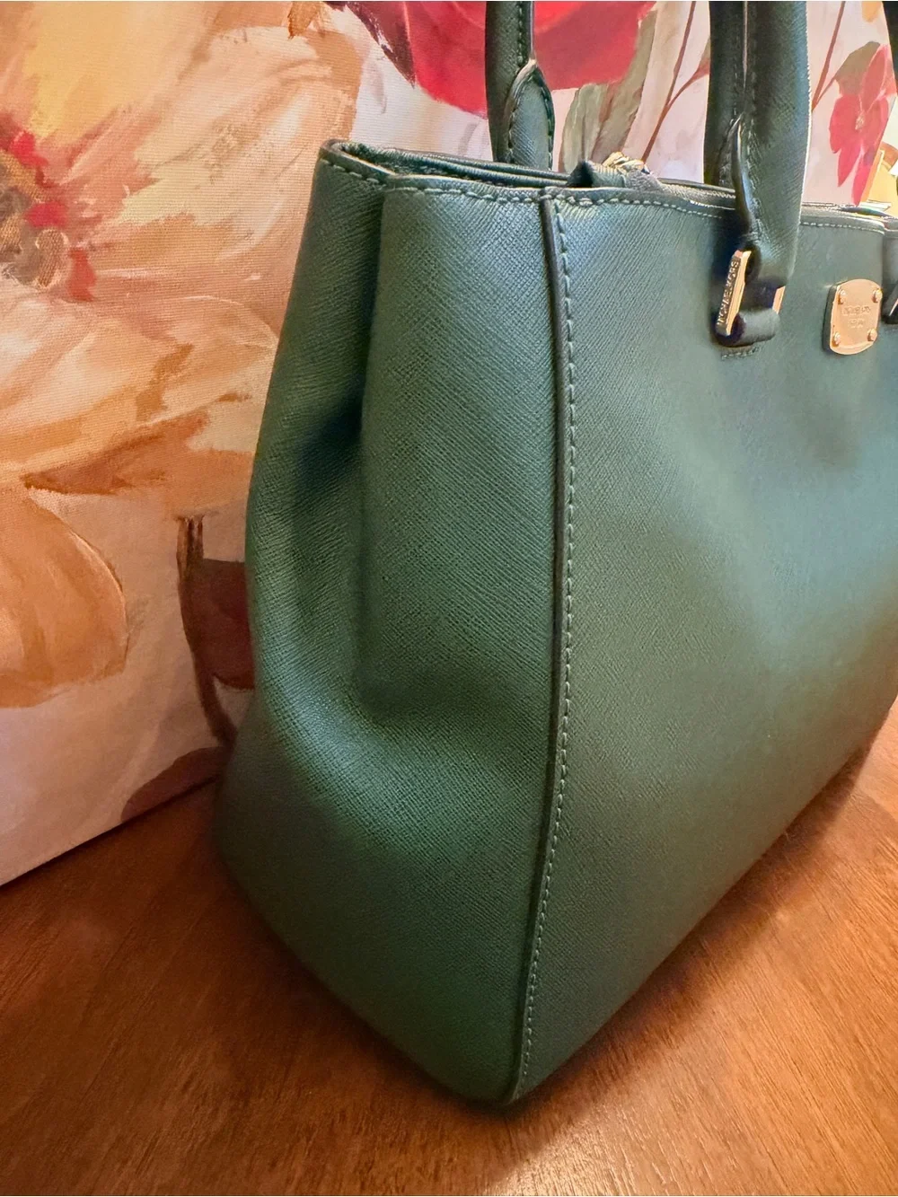 Michael Kors Forest Green Saffiano Leather Satchel w/Unbranded Replacement Strap